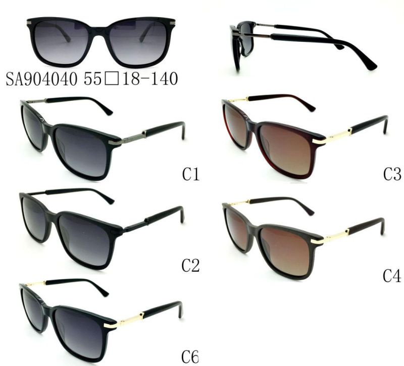 2020 Fashion Square Acetate Sunglasses with Metal Temples in Stock
