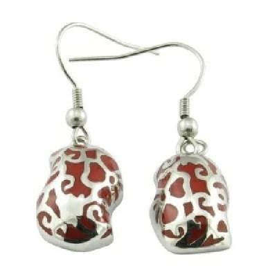 Stainless Steel Earring Red Enamel Jewelry