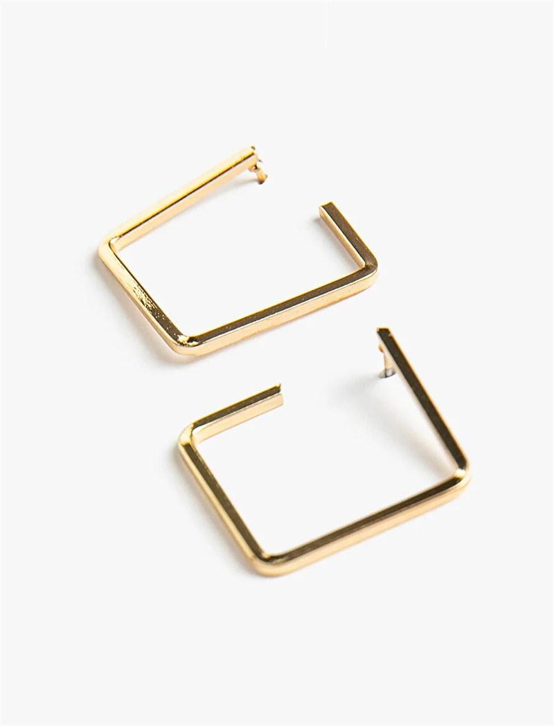 Wholesale Fashion Geometric design Irregular Square Shape Metal Earrings in 18K Gold Plated