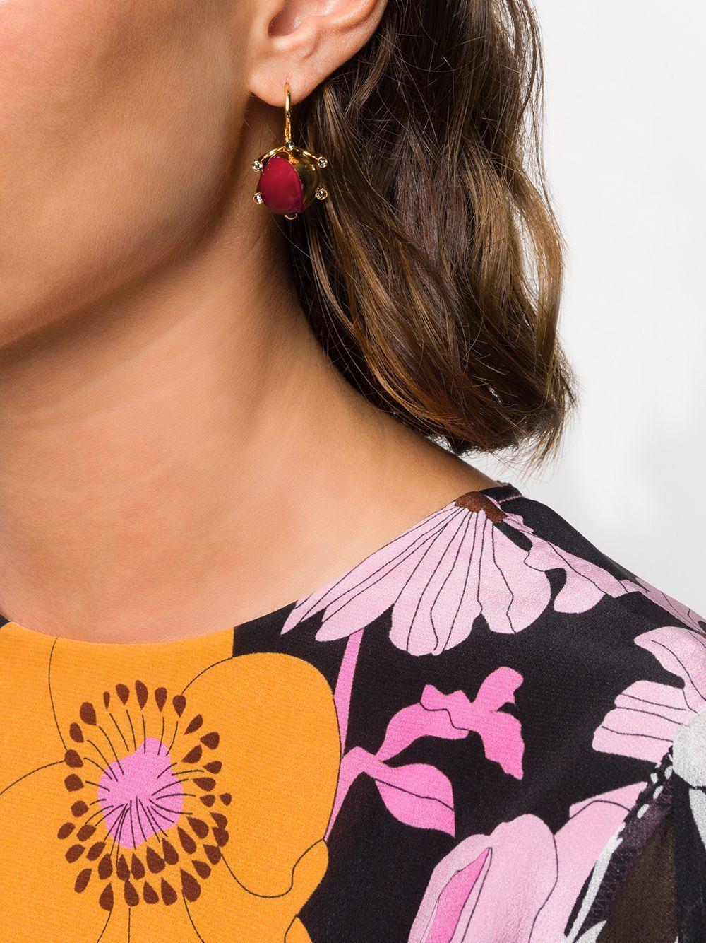 Fashion Simple Red Gemstone Temperament Earrings Jewelry