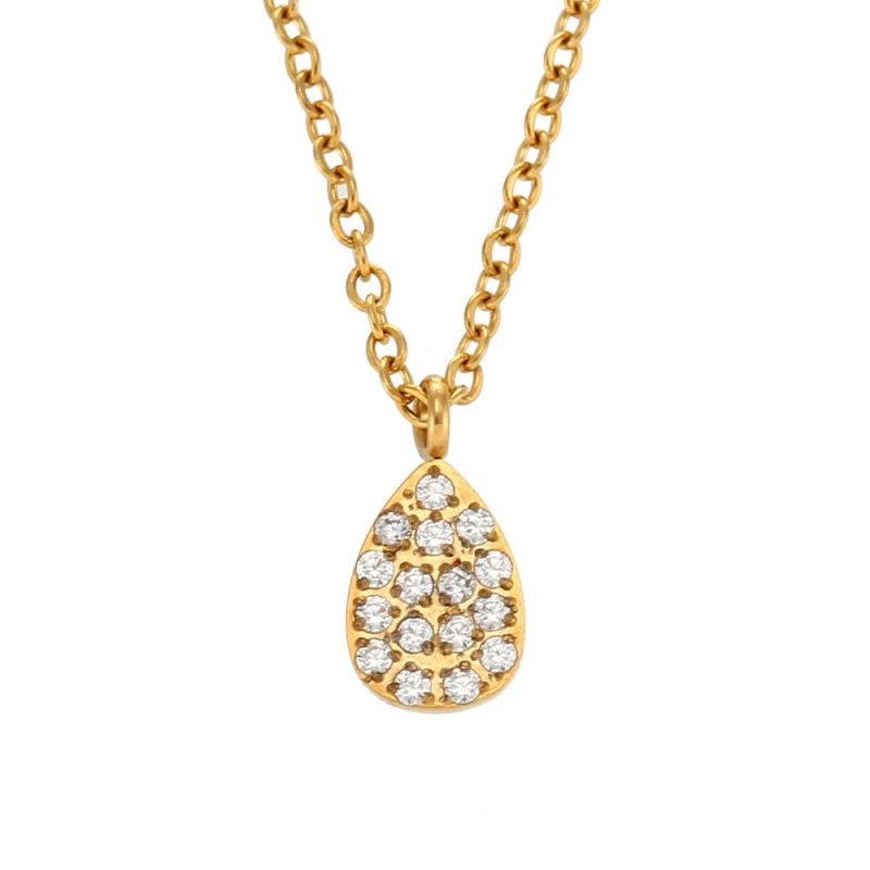 Factory Customized Fashion Jewelry Ins Fashion Simple Temperament Versatile Necklace Jewelry Stainless Steel Zircon Pendant Necklace