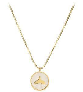 14K Gold Plated Stainless Steel Fashionable Simple Whale Tail Necklace