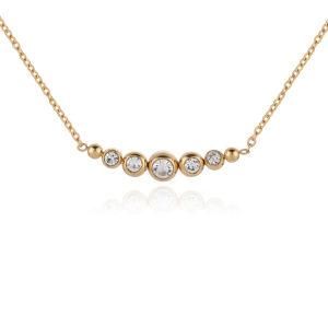 Gold-Plated Stainless Steel Beaded Diamonds Necklace
