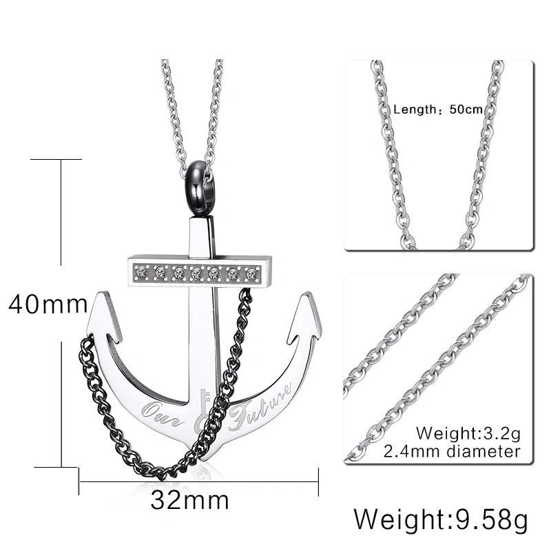 Men′s Anchor Rope Chain Pirate Style Necklace Pendant, Stainless Steel Punk Fashion Necklace