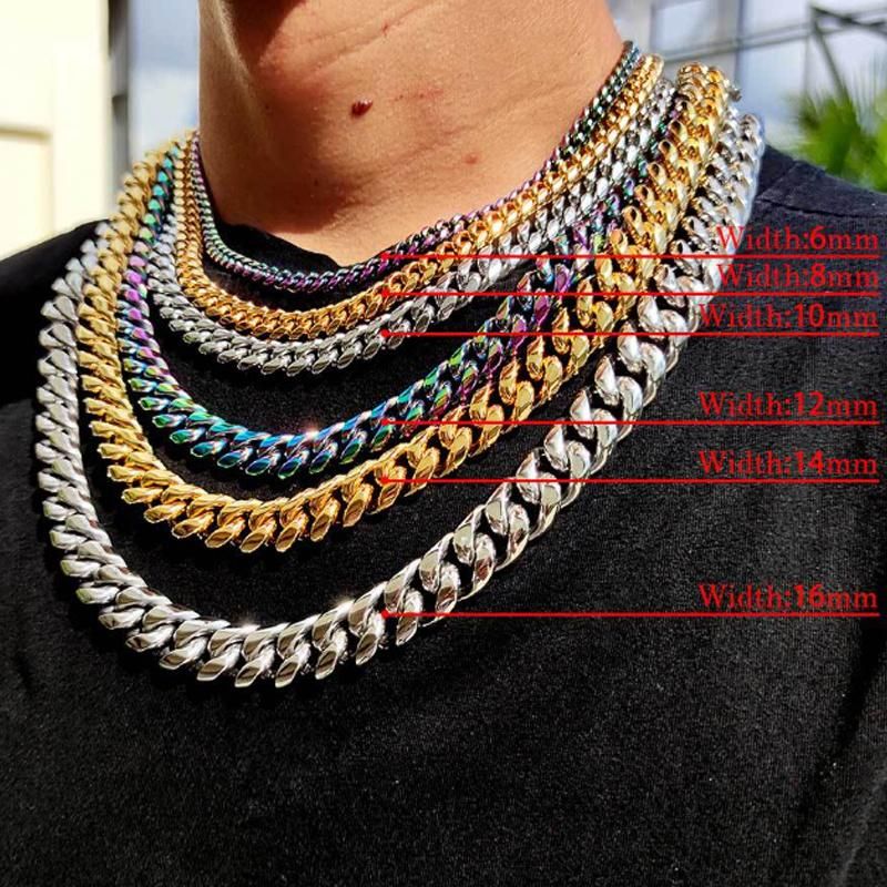 Women Men Stainless Steel Twist Rope Silver Gold Plated Curb Diamond Cuban Link Chain Necklace
