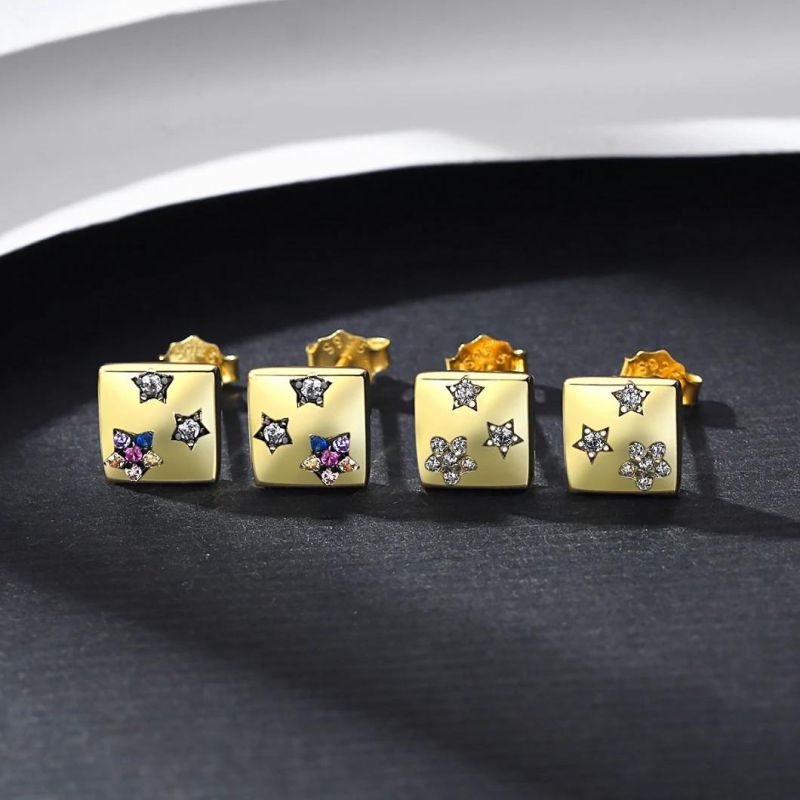 Lady Beautiful Design Ear Stud Fashion Square Earring