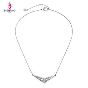 Simple Retro Alloy Diamond Studded Geometric Pendant Short Clavicle Necklace