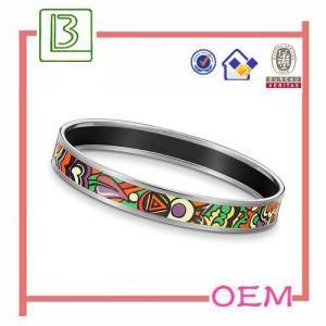 Sticker Logo with Transparent Enamel Metal Bracelet Bangle (BR53)