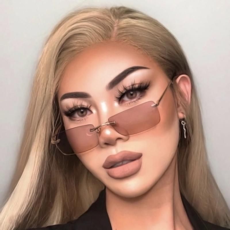 Rimless Sunglasses European and American Trend Female Gradient Color Square Ins Net Red Sunglasses Cross-Border Street Photography Glasses