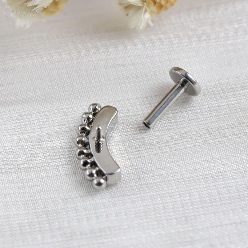 Eternal Metal ASTM F136 Titanium Clear CZ and Balls Internally Threaded Labret Body Piercing