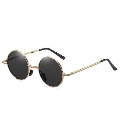 Delicate Foldable Multi Colors Ultra-Light Metal Round Keyhole Sunglasses