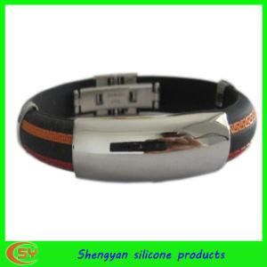 Charm Staniess Sheet Silicon Men&prime;s Bracelet (SY-HS-003)