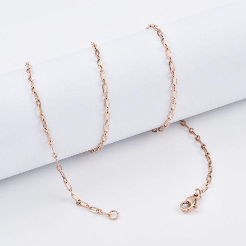 Fashion Accessories Stainless Steel Flat Length 1: 1 Cable Chain Layering Necklaces with Pendant Jewelry Design