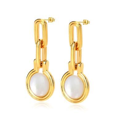 May New Arrival Brass with Natural Freshwater Pearl Earrings
