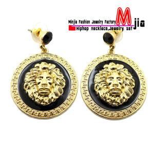 New Celebrity Style Lion Head Piece Post Metal Enamel Earring - Emq153