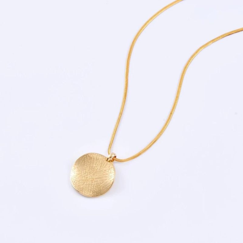 18K Gold Plated Jewelry Chain Fashion Necklace Design with Round Circle Pendant for Men and Women