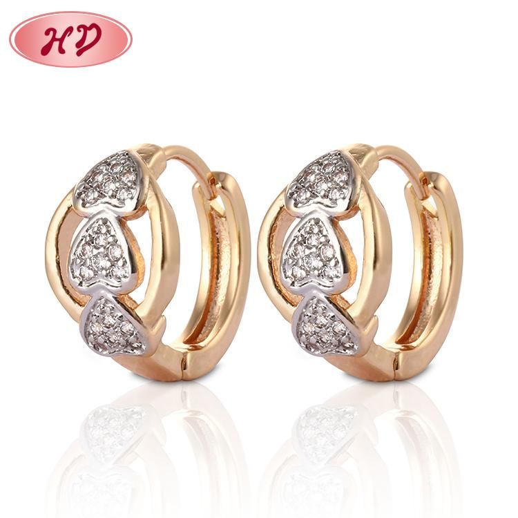 Fashion Jewelry Alloy 18K Gold Plated Silver Stud Drop Hoop Huggie CZ Earrings with Crystal for Women