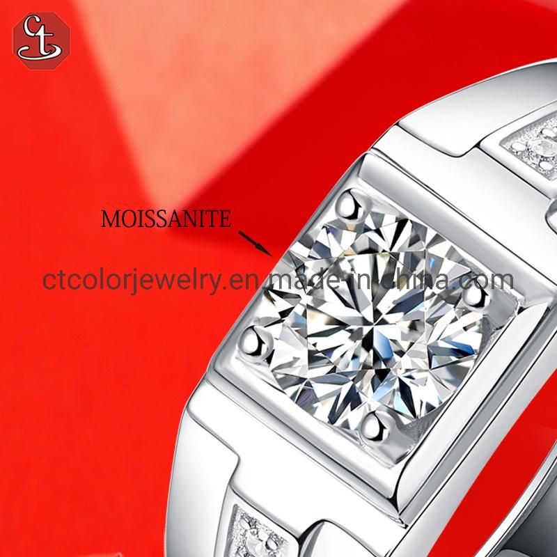 Exquisite diamond classic four-claw 1 carat Moissanite men′s jewelry ring for man