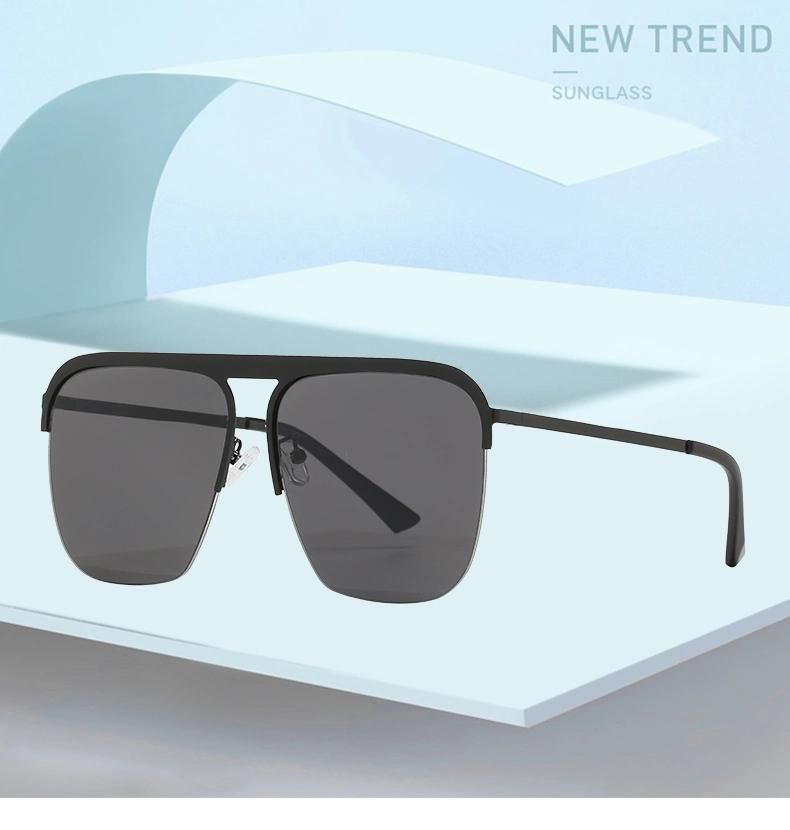 Sunglasses Women′s Metal Half-Frame Hanging Silk Sunglasses Men′s Gradient Color Sunglasses