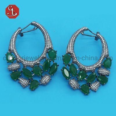 Cubic Zircon with Gem Stone 925 Sterling Earring