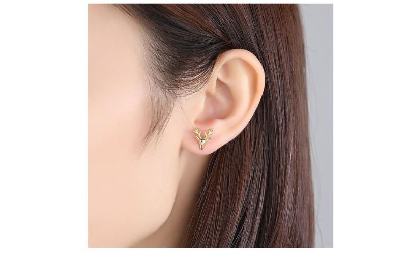 New Arrival 925 Silver Jewelry Christmas Deer Ear Stud