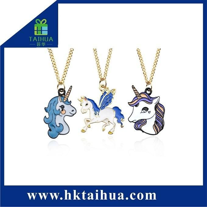 Silver Plated Glaze Unicorn Clavicle Pendant Necklace for Decoration