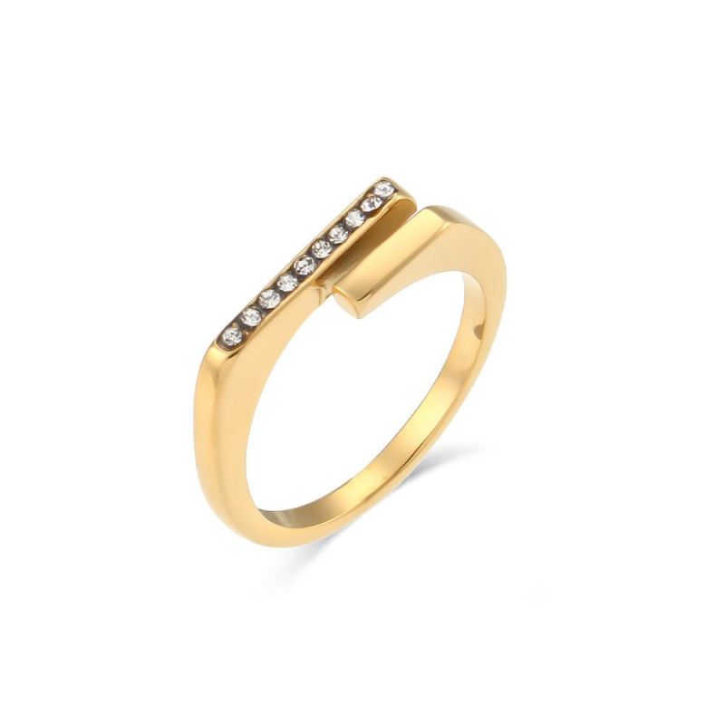 Manufacturer′s Custom Fashion Jewelry Matte 18K Gold-Plated Stainless Steel Jewelry Ring Jewelry Gold-Plated Ring