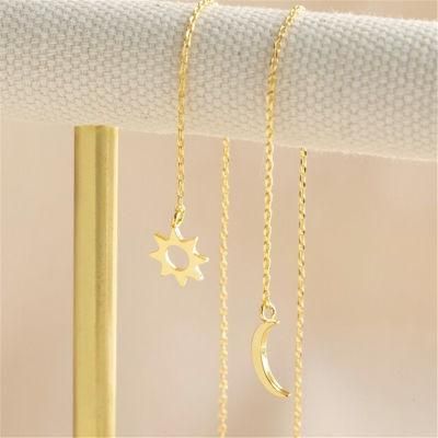Fashion Jewelry Accessories Moon and Sun Lariat Necklace in Silver 18K Gold Plated
