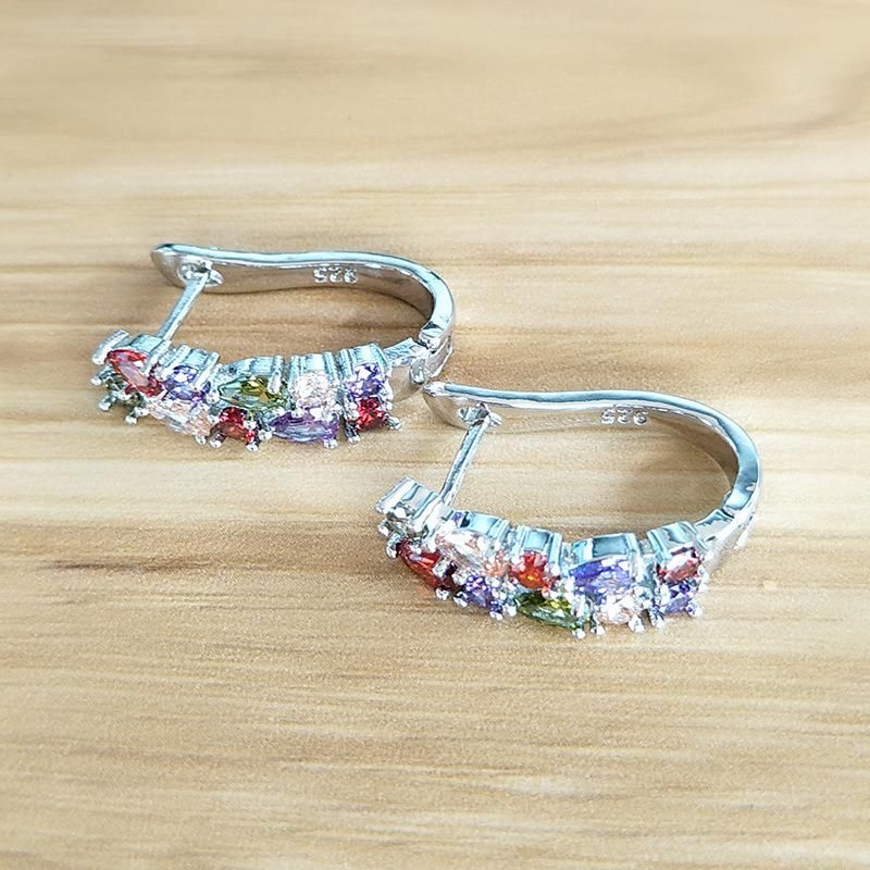 Wholesale Burst Accessories Electroplating Color Zircon Earrings