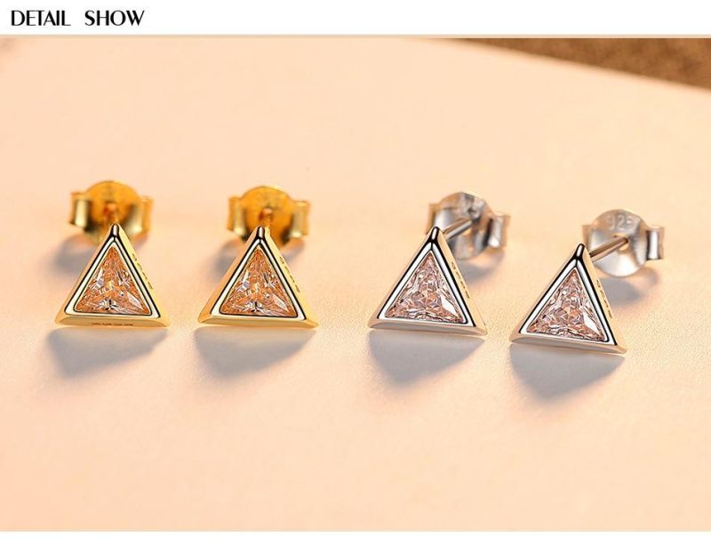 Glossy Diamond Cute Little Triangle Silver Earrings Stud