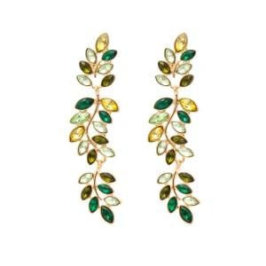 Fashion Jewelry Women Accessories Imitation Green Leaf Statement Earrings