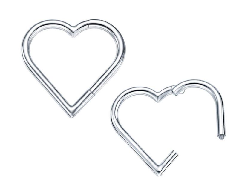 New Hot-Selling G23 Titanium Love-Shaped Piercing Jewelry Personality Body Piercing Hinged Rings Earrings ASTM F136 Titanium Nose Ring Tp2545