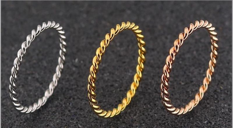 Fashion Jewelry Titanium Steel Small Twist Couple Ring Stainless Steel Personality Ring Jewelry SSR3084