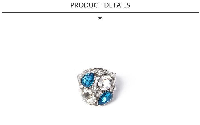 Ingenious Fashion Jewelry Silver Ring with Blue White Rhinestone