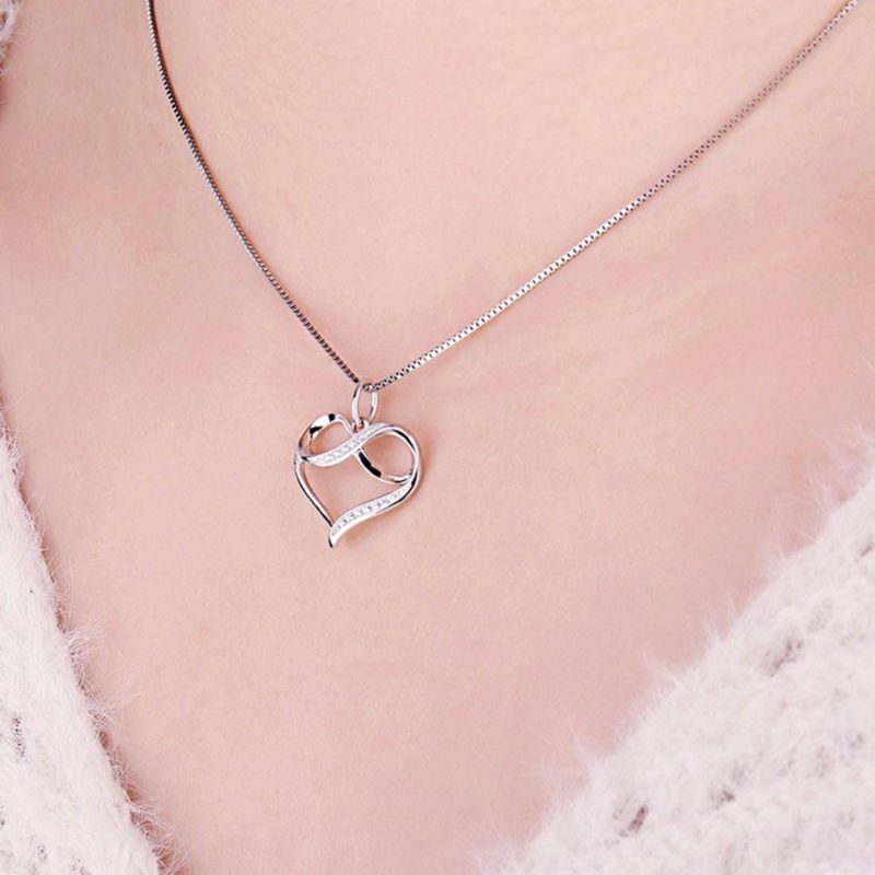 925 Sterling Silver Jewelry Love Infinity Heart Pendant Necklace Fashion Jewelry Wholesale