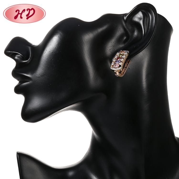 Women Costume Fashion 14K 18K Gold Plated Imitation Jewelry with CZ Pearl Huggie Hoop Earring