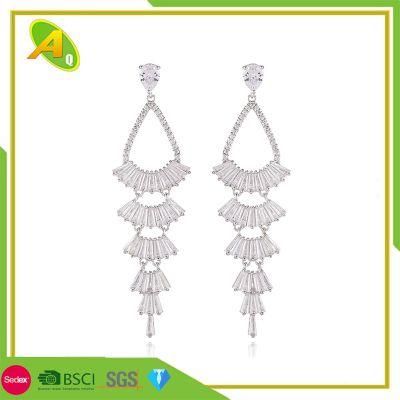 Folk Style Earrings Women&prime;s Long Tassel Earrings Copper Micro - Set Fan Skirt Earrings (15)