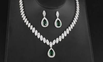 Bling Jewelry Simulated CZ Necklace Earring Set Rhodium Platinum Plated Fashion Jewelry Bridal Jewelry Set CZ Jewelry Set Fashion Necklace