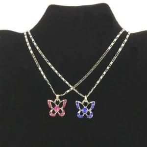 Colorful Stone Tiny Butterfly Pendant Necklace for Kids Jewellery (FN16040722)