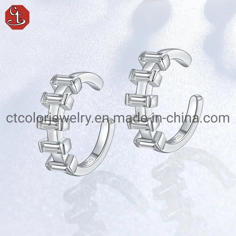 High Quality Fashion Brass and Silver Earring Stud Women Jewelry