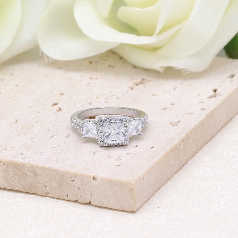 Baguette Zircon Women′s Square AAA Zircon Wedding Rings