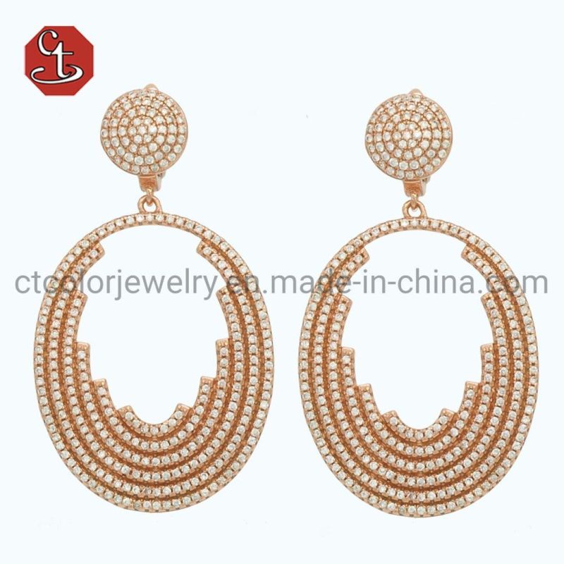 Elegant Silver or Brass Earring Wholesale Cubic Zircon Jewelry