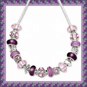 925 Silver Purple Necklace with European Charm Beads (C112)