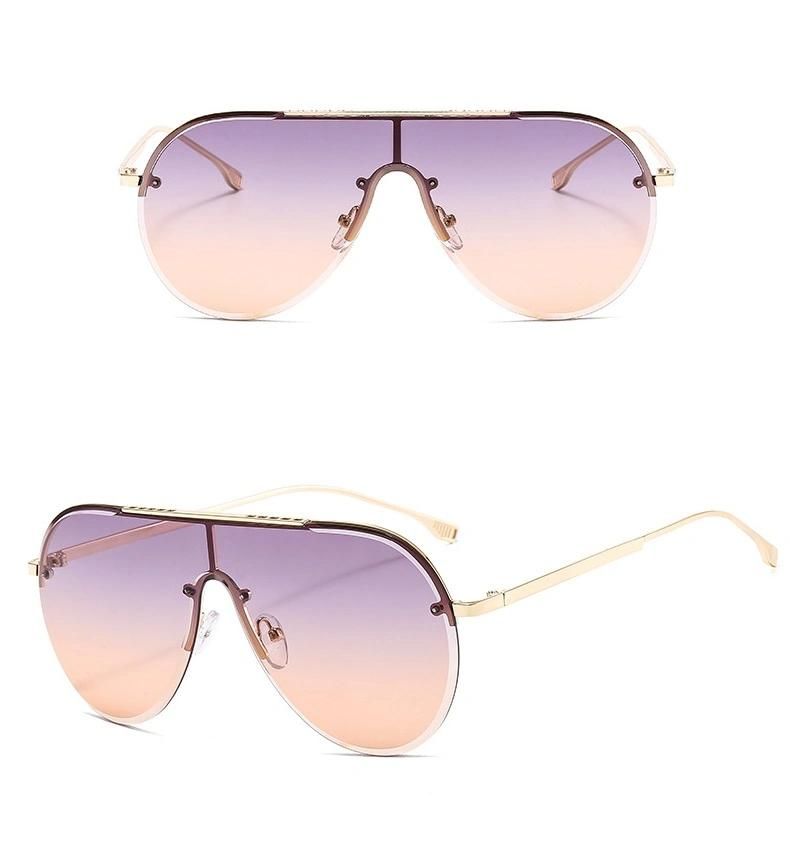 Metal Frameless Men and Women Large Frame Sunglasses