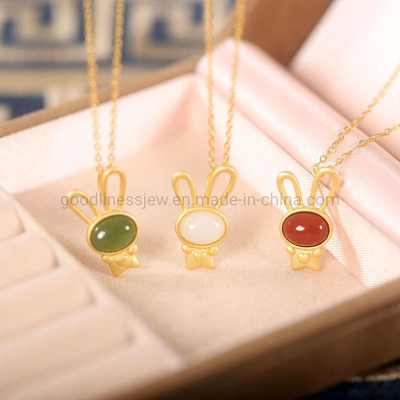 Fashion Cute Ruby Rhinestone Emerald Gold Plated 925 Silver Necklace