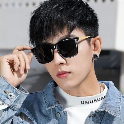 Sunglasses Men&prime;s Square Retro Big Frame Sunglasses Bright Black Fashion Glasses