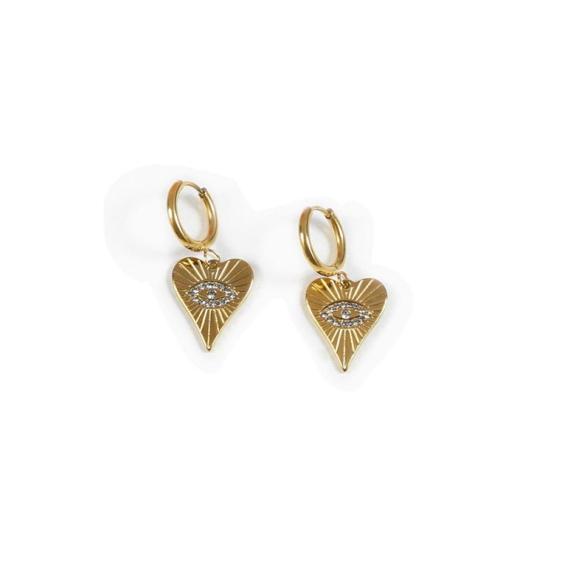 Manufacturer Custom Logo Earring High Quality Fashion jewellery Trendy Diamond Zircon Gold Earring Waterproof Earring Heart Jewelry