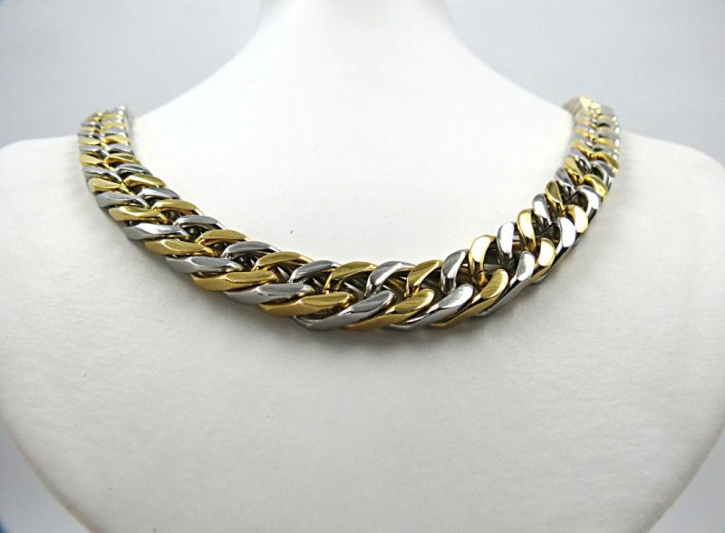 Fashion Jewelry Silver and Gold Colored Necklace Stainless Steel for Men Jewellery