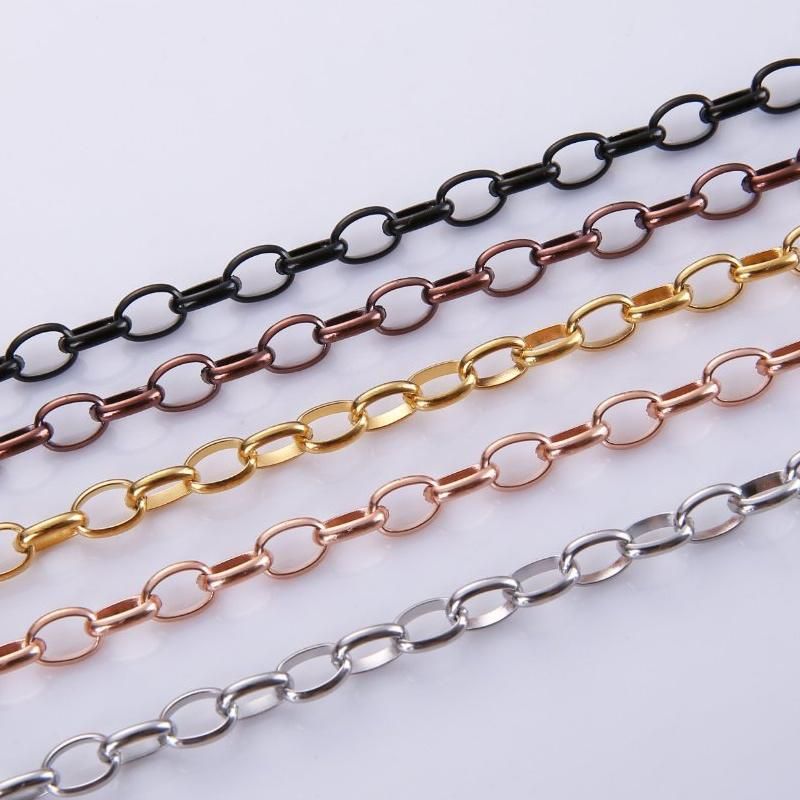 Gold/Rose Gold/Silver Joyas De Acero Inoxidable Gold Plated Stainless Steel Belcher Oval Rolo Chain Jewelry for Jewelry Making