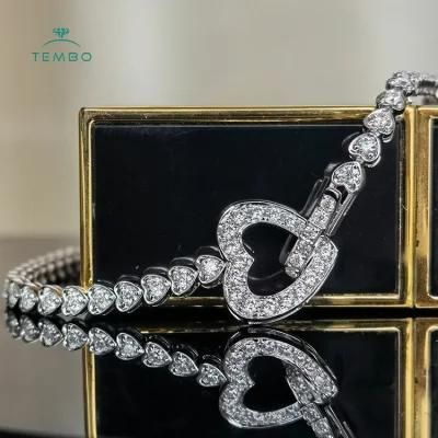 Trendy Fashion Jewelry Synthetic Diamond Bracelet 10K 14K 18K Real Gold Lab Grown Diamond Tennis Chain